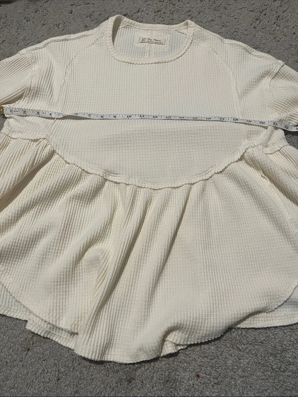 We The Free Oh My Babydoll Thermal Waffle Knit Peplum Hem Shirt Boho Casual - Picture 11 of 12